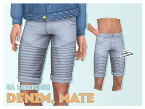 Sims 4 — [Soli] GP07 Denim, Mate Ribbed Shorts by Solistair — Male Bottom Base Game Compatible All LODs Custom Catalog