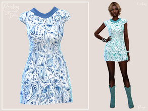 Sims 4 — PaisleySpringDress by Paogae — Short dress with paisley pattern, in six pastel colors and matching collar,