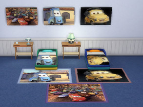 Sims 4 — Set Cars (Second Set) by julimo2 — Cars set includes - Two toddler beds - Three Rugs - Three Painting with Mood