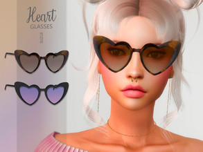 Sims 4 — Heart Glasses by Suzue — -New Mesh (Suzue) -8 Swatches -For Female and Male (Teen to Elder) -HQ Compatible