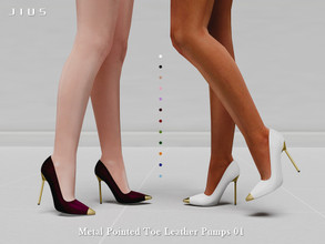 Sims 4 — Jius-Metal Pointed Toe Leather Pumps 01 by Jius — -Metal Pointed Toe Leather Pumps 01 -12 swatches