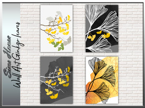 Sims 4 — Wall Art Ginkgo leaves by Sims_House — Wall Art Ginkgo leaves 8 options.