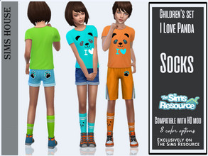 Sims 4 — Children's set I love panda Socks by Sims_House — Children's set I love panda Socks 8 options. Also in the set