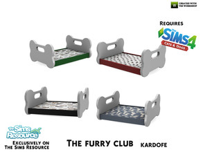 Sims 4 — kardofe_The furry club_Bone bed by kardofe — Large pet bed, with bone-shaped headboard and footboard, in four