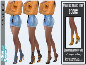 Sims 4 — Women's translucent socks by Sims_House — Women's translucent socks 15 options. With prints and monophonic.