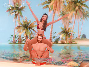 Sims 4 —  Hi Beach PosePack  by couquett — -Custom Thumbnail - Friends Poses .- 4 poses group posepack Will need: