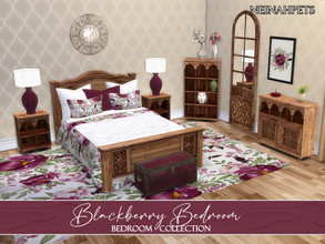 Sims 4 — Blackberry Bedroom {Mesh Required} by neinahpets — A shabby chic bedroom recolor featuring hand painted
