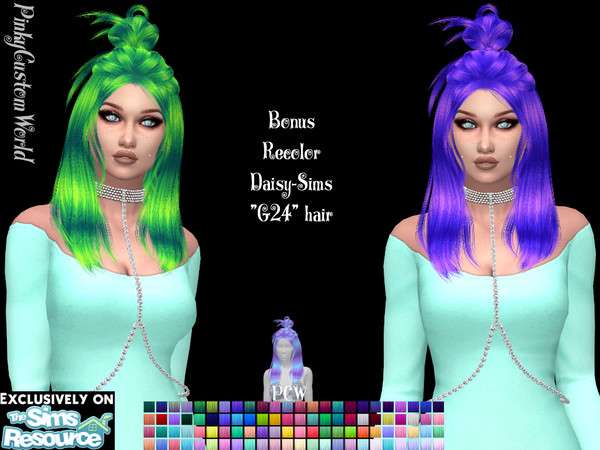 Sims 4 — Bonus retexture of G24 hair by Daisy-Sims by PinkyCustomWorld — - Recolor in 96 different colors - Custom