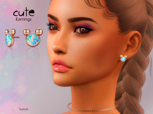 Sims 4 — Cute Earrings by Suzue — -New Mesh (Suzue) -12 Swatches -For Female and Male (Teen to Elder) -HQ Compatible