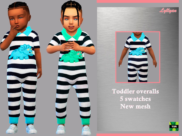 Sims 4 — Toddler overalls Arthur by LYLLYAN — Toddler overalls New Mesh 5 Swatches Custom thumbnail