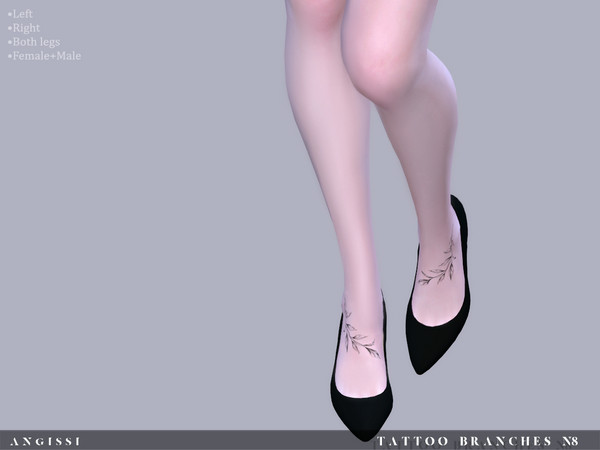 Sims 4 — Tattoo-Branches n8 by ANGISSI — *3 black options (right,left,both legs) *HQ compatible *FEMALE+MALE *Works with