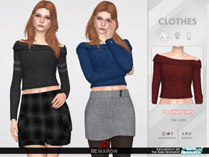 Sims 4 — ReMaron_F_OffShoulder_01 by remaron — ==== NEW MESH ==== -10 Swatches available -All lods -Custom CAS thumbnail