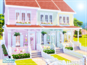 Sims 4 — Spring Terrace - Nocc by sharon337 — 40 x 20 lot. Value $163,251 Each house has: 2 Bedroom 1 Bathroom Living
