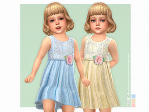Sims 4 — Mila Dress by lillka — Mila Dress for Toddler Girls 3 swatches Base game compatible Custom thumbnail Hair by