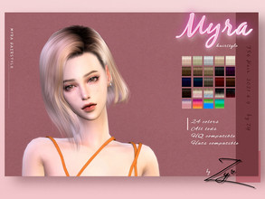 Sims 4 — Myra hairstyle_Zy by _zy — Myra Hairstyle New Mesh 24 colors All lods HQ compatible Hats compatible