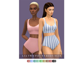 Sims 4 — -Patreon- Lia Two Pieces Body Suit by -Merci- — 18 Colours, for female. 