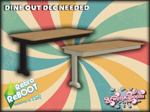 Sims 4 — Retro ReBOOT - Table by ArwenKaboom — Dine Out table in 3 recolors. You can find all the items by typing ReBOOT.