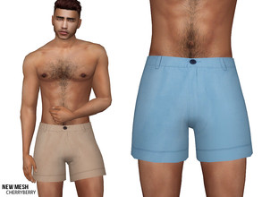 Sims 4 — Spring Swim Shorts by CherryBerrySim — Spring Swim Shorts with button for male sims as a swimwear. New mesh All