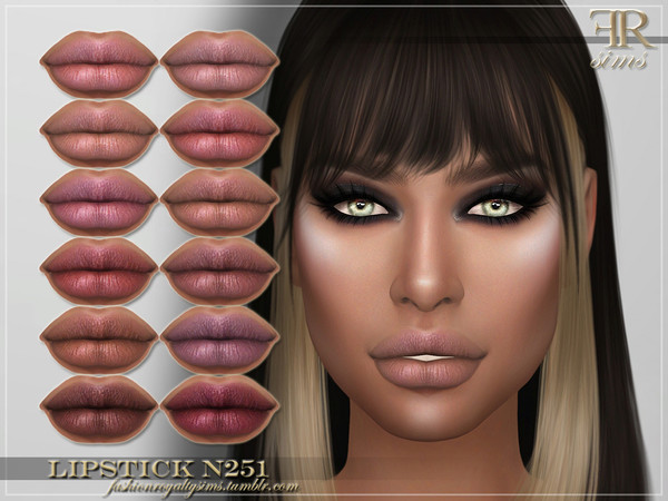 Sims 4 — Lipstick N251 by FashionRoyaltySims — Standalone Custom thumbnail 12 color options HQ texture Compatible with HQ