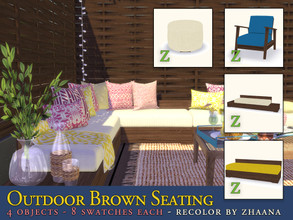Sims 4 — Outdoor Brown Seating by Zhaana — Perfect for outdoors / indoors. Set includes 4 recolored objects : - armchair