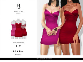 Sims 3 — Tie Back Satin Mini Dress by Bill_Sims — YA/AF Everyday/Formal Available for Maternity Recolorable - 1 Channel 2
