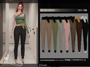 Sims 4 — DSF PANT MERIDIEM by DanSimsFantasy — Long pants, fitted at the waist with a bow. It has 32 samples. Cloning