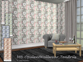 Sims 4 — MB-OpulentWallwear_Tendrils by matomibotaki — MB-OpulentWallwear_Tendrils, Playful flower tendrils on a striped