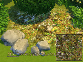 Sims 4 — MB-TerrainPaint_MossyRocks by matomibotaki — MB-TerrainPaint_MossyRocks, rocks overgrown with moss and tender