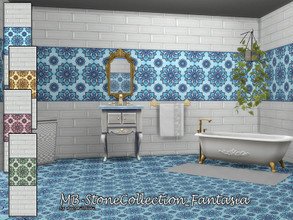 Sims 4 — MB-StoneCollection_Fantasia by matomibotaki — MB-StoneCollection_Fantasia, rectangular stone tile wall with a
