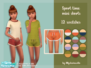 Sims 4 — Sport time mini shorts by MysteriousOo — 12 Swatches; Base Game compatible; HQ compatible; Child; Outfit type: