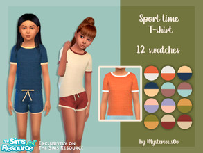 Sims 4 — Sport time T-shirt by MysteriousOo — 12 Swatches; Base Game compatible; HQ compatible; Child; Outfit type: