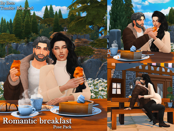Sims 4 — Romantic breakfast (Pose pack) by Beto_ae0 — Poses of a cute and tender breakfast, I hope you like them To use