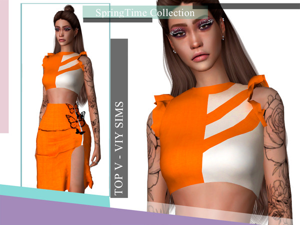 Sims 4 — SpringTime Collection - Top V by Viy_Sims — New Mesh!! 5 Colors Compatible with HQ mode