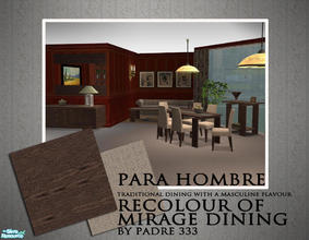 Sims 2 — Para Hombre by Padre — A masculine dining room for the more traditional sim. beige and brown damask fabrics with