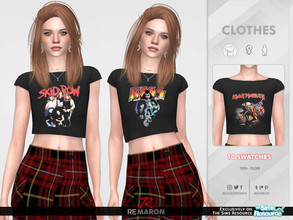 Sims 4 — ReMaron_F_BandsShirt02 by remaron — -10 Swatches available (Kiss, Queen, Aerosmith, Poison, Iron Maiden, Bon