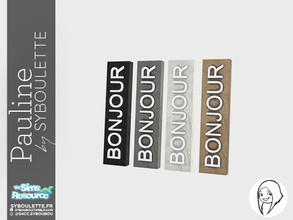Sims 4 — Pauline - Bonjour light sign by Syboubou — Contemporary "Bonjour" sign to decorate a room on an