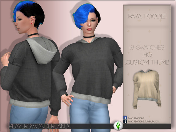 Sims 4 — Para Hoodie by PlayersWonderland — A kind of oversized hoodie for any kind of activity xx .HQ .8 Swatches