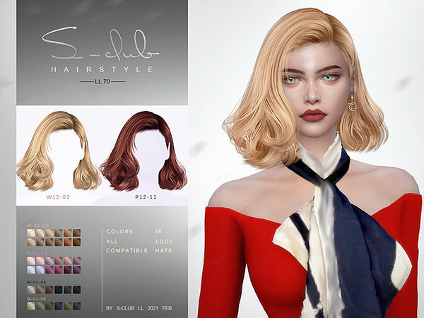 Sims 4 — sclub_ts4_hair_n70_ Carol by S-Club — The curly hair for The Sims 4. 36 kinds of color . Hope you enjoy it!Don't
