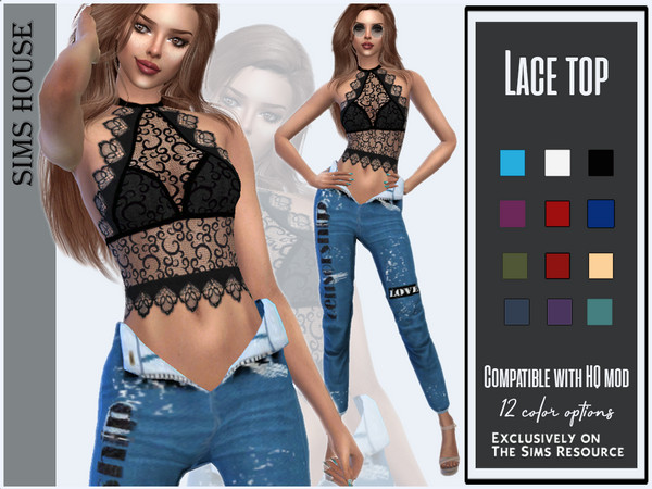 Sims 4 — Lace top by Sims_House — Lace top 12 color options