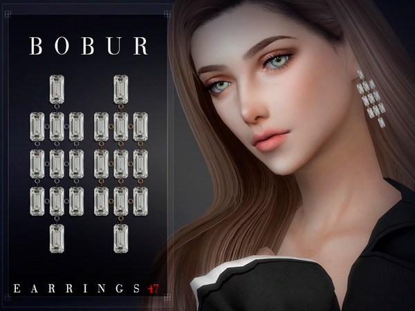 Sims 4 — Bobur Earrings 47 by Bobur2 — Earrings with crystals 2 colors HQ I hope you like it