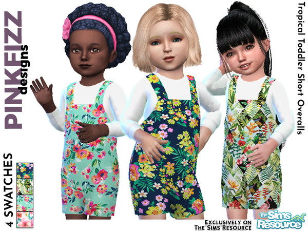 Sims 4 — Tropical Toddler Short Overalls by Pinkfizzzzz — Cute overalls for your cute mini mini sims!!