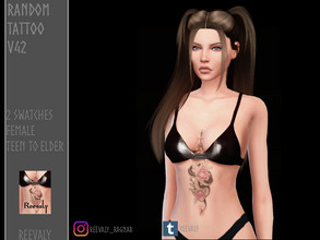 Sims 4 — Random Tattoo V42 by Reevaly — 2 Swatches. Teen to Elder. For Female. Works with all Skins and Overlays. Base