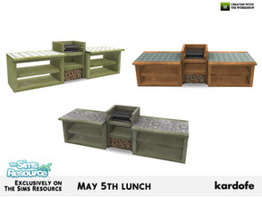 Sims 4 — kardofe_May 5th lunch_Barbecue by kardofe — Barbecue with tile countertops on the sides, in three color options 