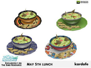 Sims 4 — kardofe_May 5th lunch_Guacamole bowl by kardofe — Guacamole and nacho bowl, decorative, in four color options 