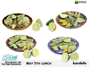 Sims 4 — kardofe_May 5th lunch_Limes and lemons by kardofe — Plates with limes and lime wedges, decorative, in four color