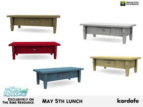 Sims 4 — kardofe_May 5th lunch_CoffeeTable by kardofe — Coffee table, rustic mexican style, in five color choices 
