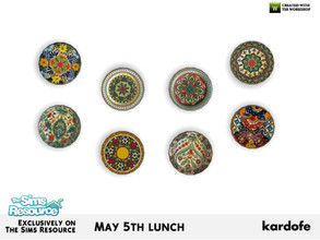 Sims 4 — kardofe_May 5th lunch_Decorative wall dish by kardofe — Set of eight ceramic plates to decorate the wall. 