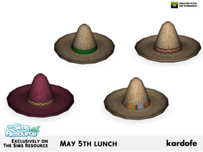 Sims 4 — kardofe_May 5th lunch_Hat by kardofe — Typical Mexican hat, decorative, in four color options 