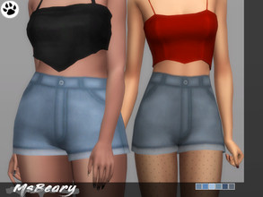 Sims 4 — Soft Jean Shorts by MsBeary — Enjoy these high-waisted shorts! 6 COLORS Both tops in photos are made by me as