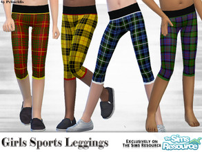 Sims 4 — Tartan Sporty Leggings by Pelineldis — A cool sporty leggings with tartan print in four design variations.